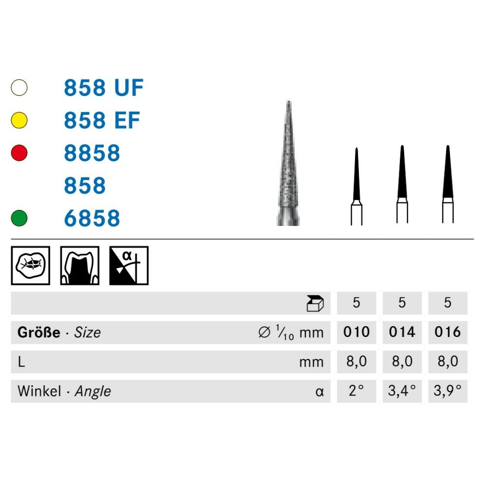 Komet 858 014 Diamant konisk spiss Vstk 1 x 5 stk — NO1