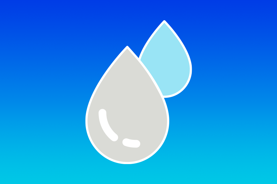 An illustration of two water droplets in a blue background
