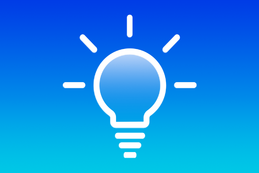 An illustration of a lit lightbulb in a blue background